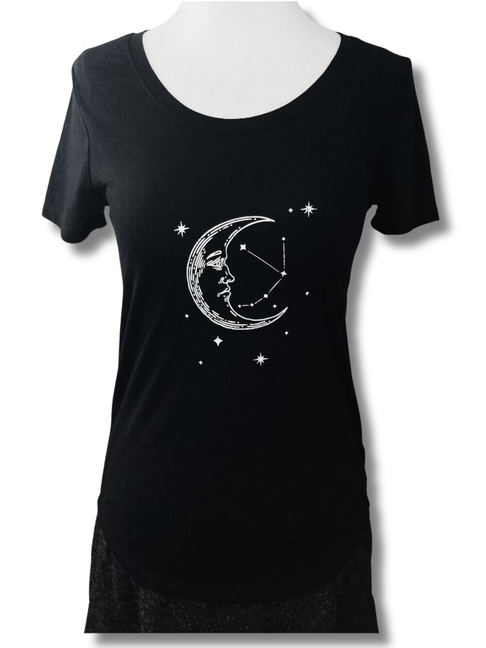 KISMET Witchy black and white crescent moon graphic t-shirt whimsigoth XS SMALL